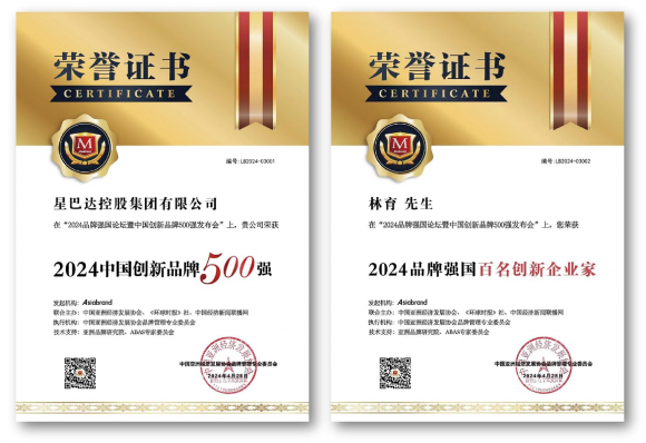 星巴达控股集团荣膺“2024中国创新品牌500强”(图2)